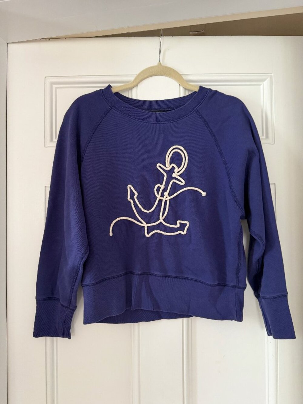J.Crew Navy Anchor Rope Embroidered Sweatshirt Size M